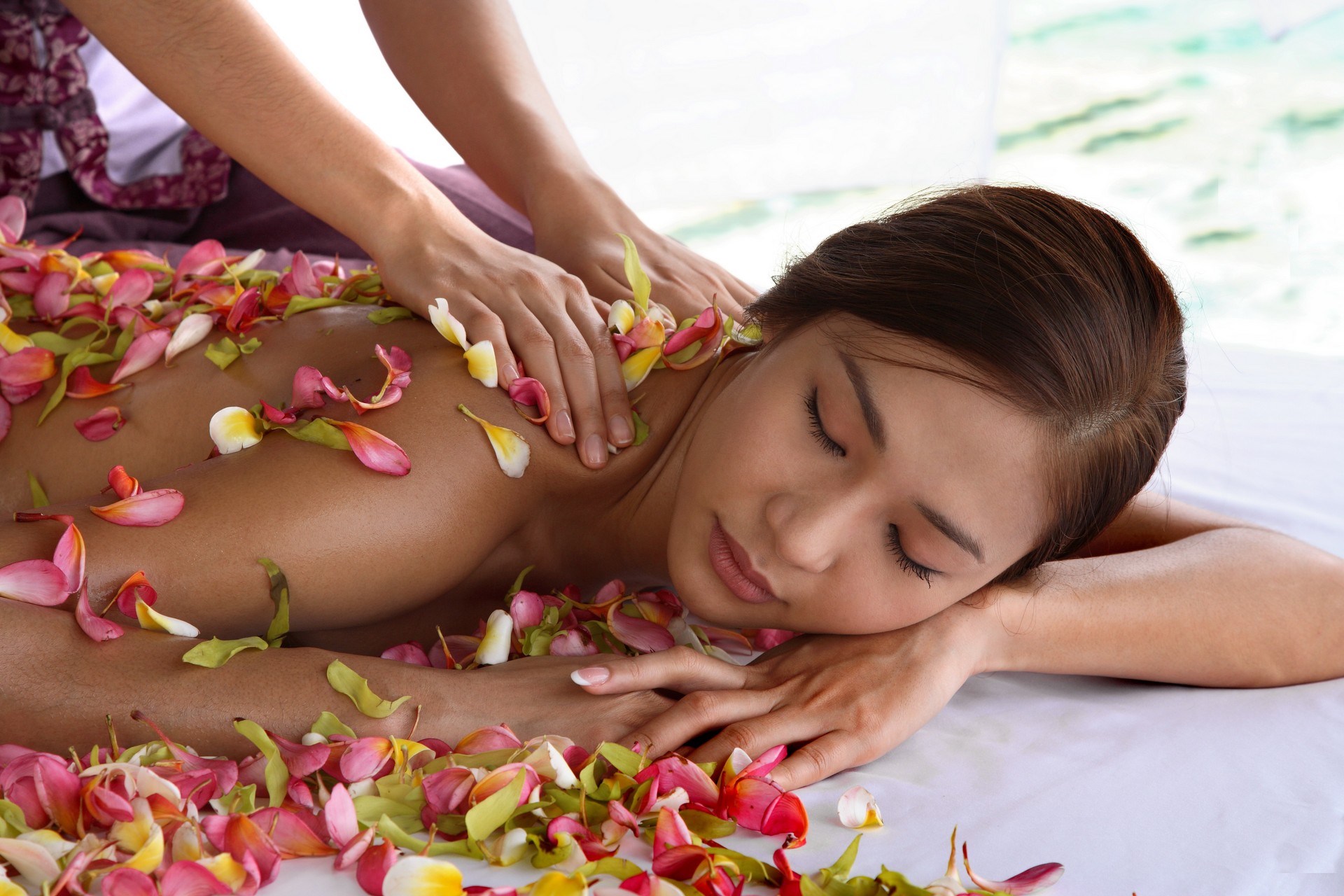 Beautyful girl massage relaxing japan year